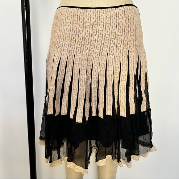 Bebe Cream and black lace midi silk skirt with a touch of whimsy #fairycore